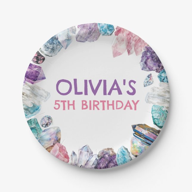 Geology Girl Birthday Rocks Dig Party Paper Plates (Front)