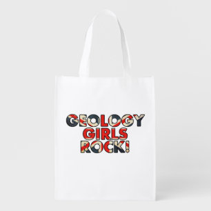 Geology Girls Rock! (UK Flag Version) Reusable Grocery Bag