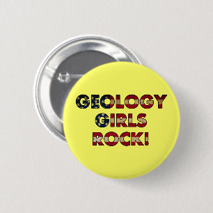 Geology Girls Rock! (USA Flag) Pinback Button