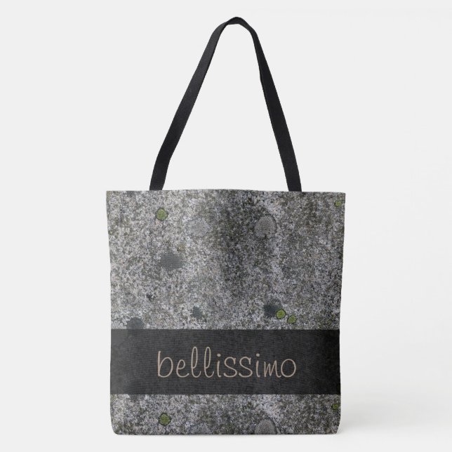 Geology Granite Gray with Moss Details any Text Tote Bag (Front)
