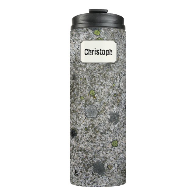 Geology Granite Rock Texture Custom Name Thermal Tumbler (Front)