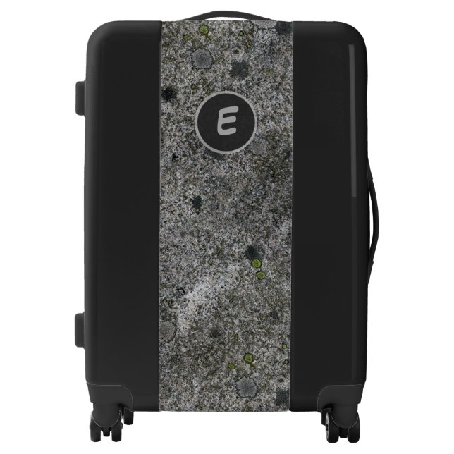 Geology Gray Granite with Moss Details Monogram Luggage (Front)