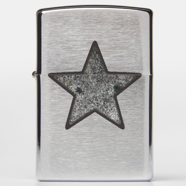 Geology Gray Rock Texture Star Zippo Lighter (Front)