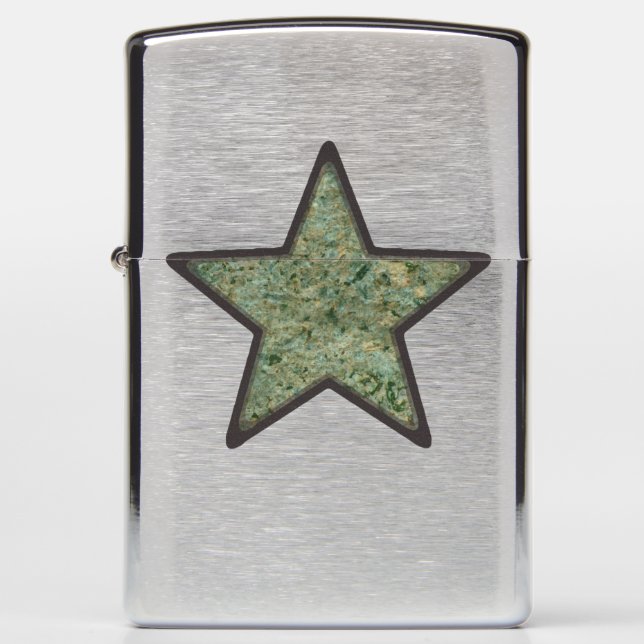 Geology Green Rock Texture Star Zippo Lighter (Front)