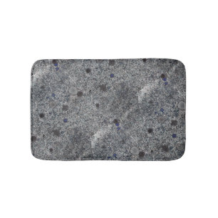 Geology Grey Granite Rock with Blue Details Bathroom Mat