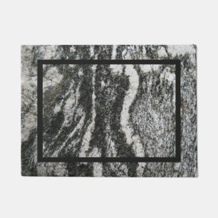 Geology Grey Rock with Cat Pattern Doormat
