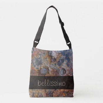 Geology Grungy Rock Texture Any Text Crossbody Bag by KreaturRock at Zazzle