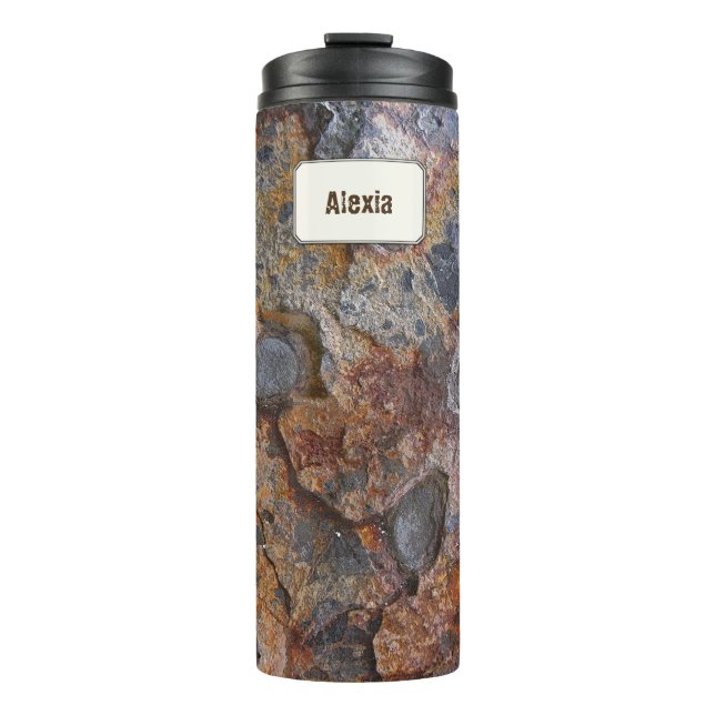Geology Grungy Rock Texture Custom Name Thermal Tumbler (Front)