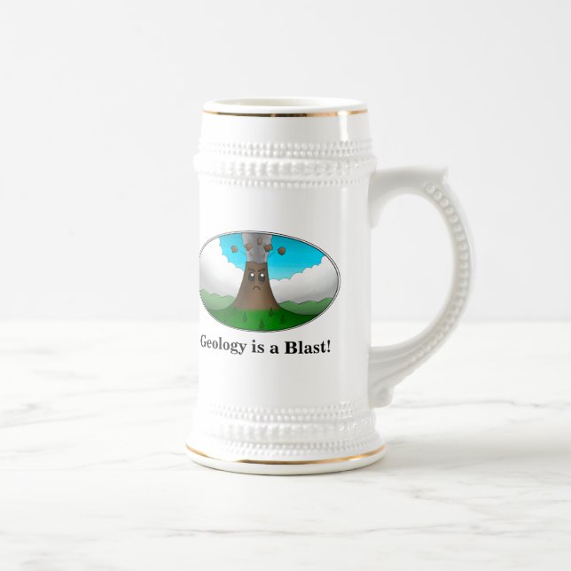 Geology is a Blast!  Cartoon Volcano Beer Stein (Right)