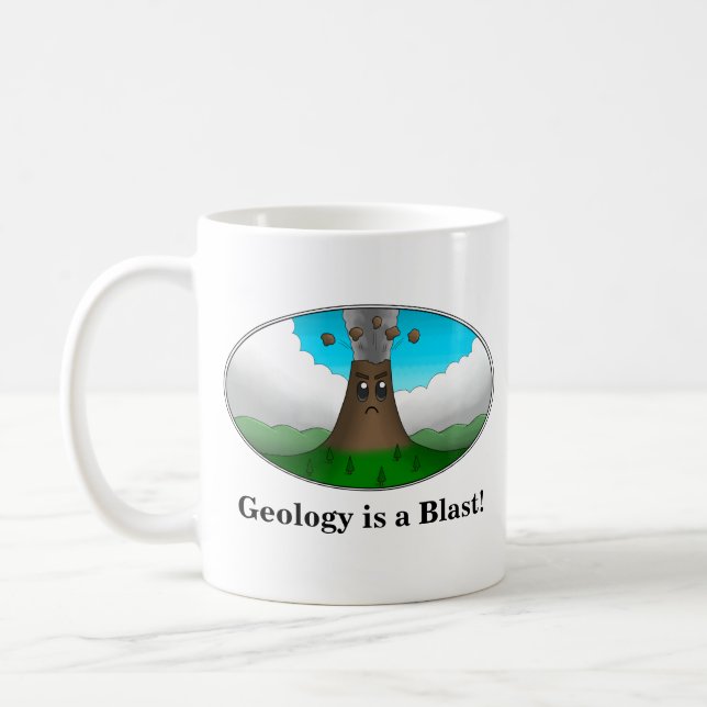 Geology is a Blast!  Cartoon Volcano Coffee Mug (Left)