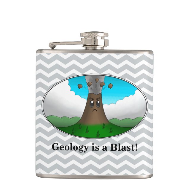 Geology is a Blast! Cartoon Volcano Flask (Front)