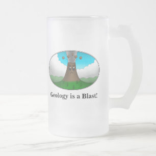 Geology is a Blast! Cartoon Volcano Frosted Glass Beer Mug