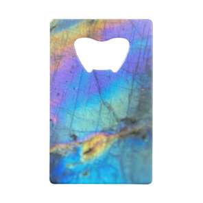 Geology Labradorite Stone Colorful Crystal Pattern Credit Card Bottle Opener