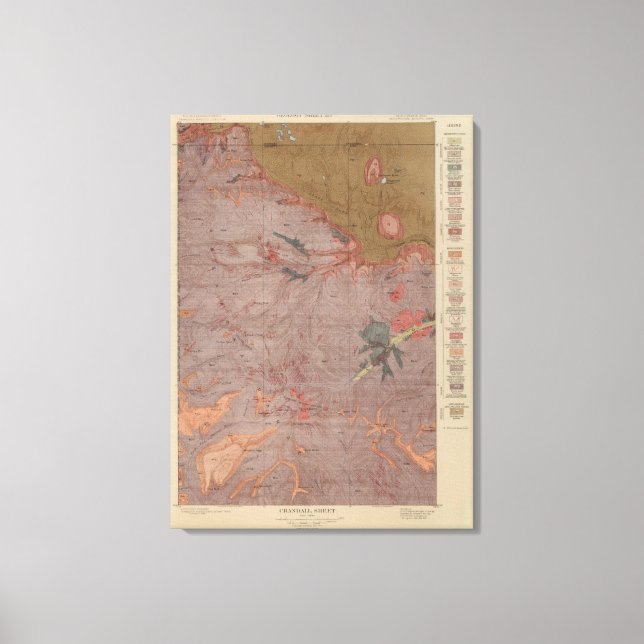 Geology Map, Yellowstone National Part, Wyoming 2 Canvas Print (Front)