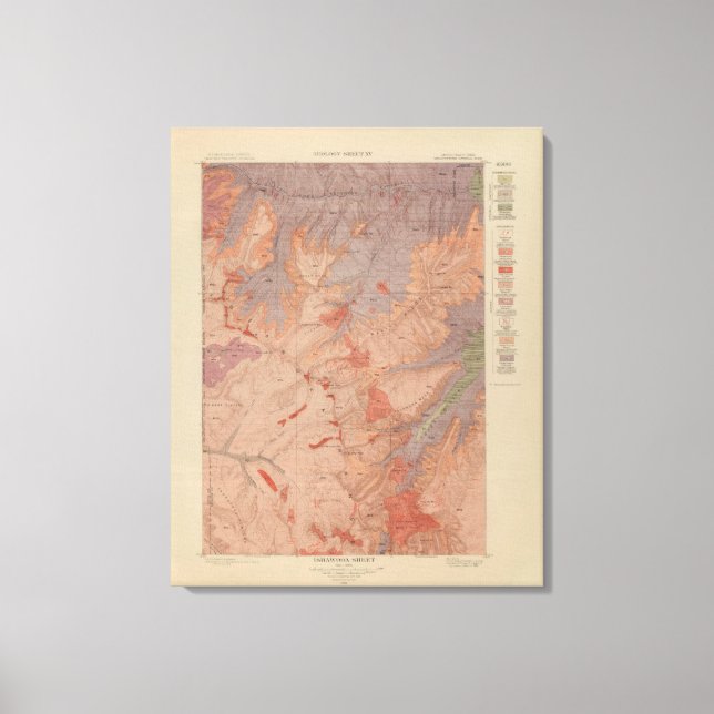 Geology Map, Yellowstone National Part, Wyoming 3 Canvas Print (Front)