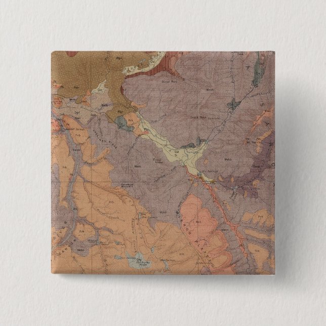 Geology Map, Yellowstone National Part, Wyoming Button (Front)