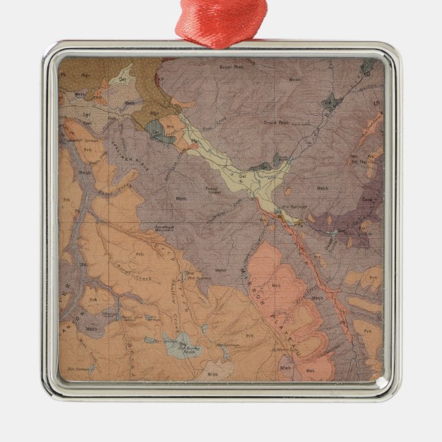 Geology Map, Yellowstone National Part, Wyoming Metal Ornament (Front)