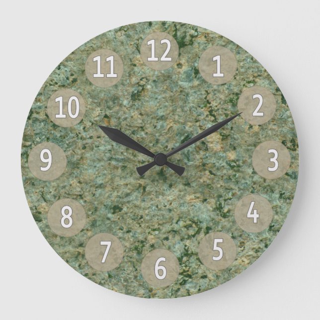 Geology Nature Photo Green Rock Texture Large Clock (Front)
