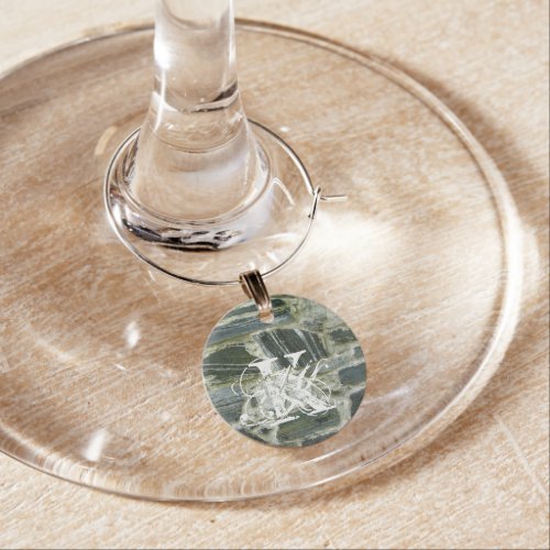 Geology Old Stone Wall Monogram Wine Glass Charm