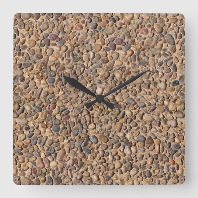 Geology Pebble Rocks Nature Photo Square Wall Clock (Front)