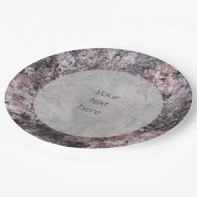 Geology Pinkish Rock Texture any Text Paper Plates (Angled)