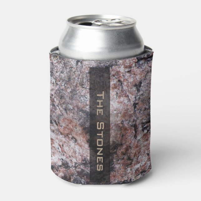 Geology Pinkish Rock Texture with Name Can Cooler (Can Front)