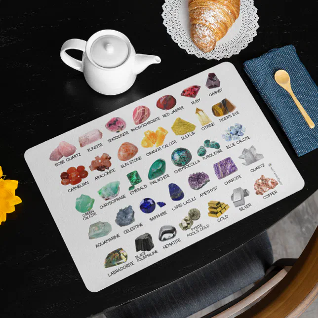 Geology Placemat Crystal Collection Rainbow Rocks | Zazzle