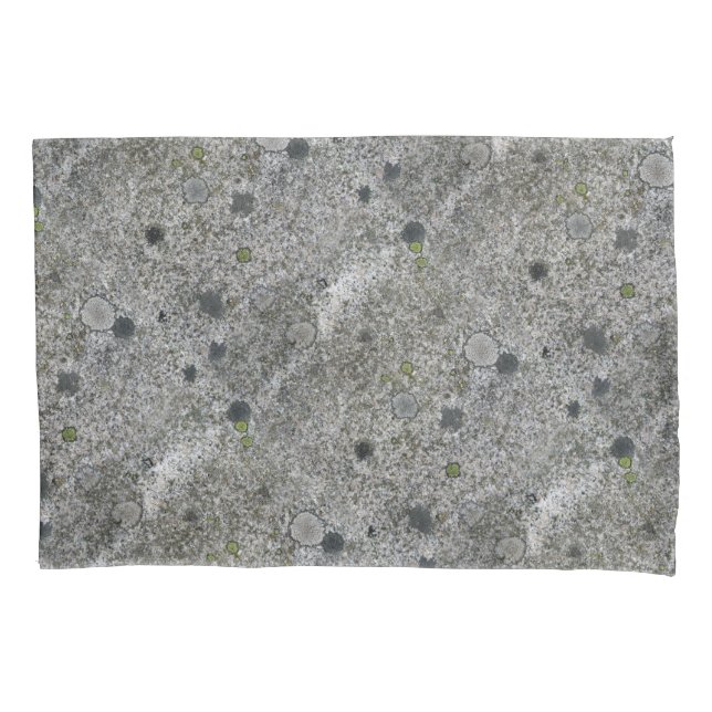 Geology Rock Gray Granite with Green Moss Pillow Case (Front)