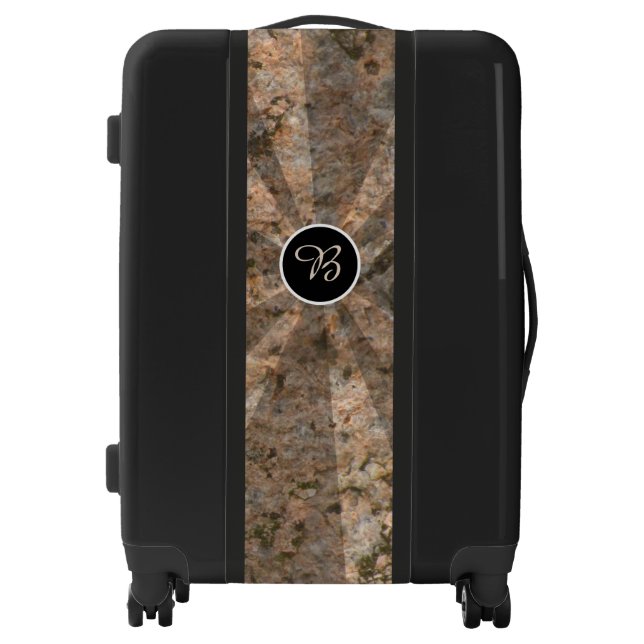 Geology Rock Texture Light Beams Monogram Luggage (Front)