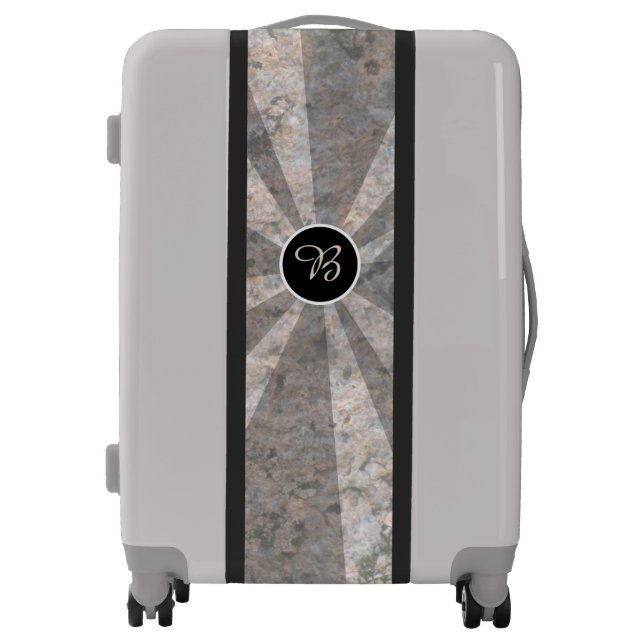 Geology Rock Texture Light Beams Monogram Luggage (Front)