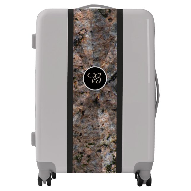 Geology Rock Texture Light Beams Monogram Luggage (Front)
