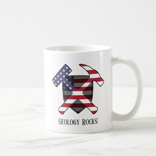 Geology Rocks American Flag Crossed Hammer Logo Coffee Mug