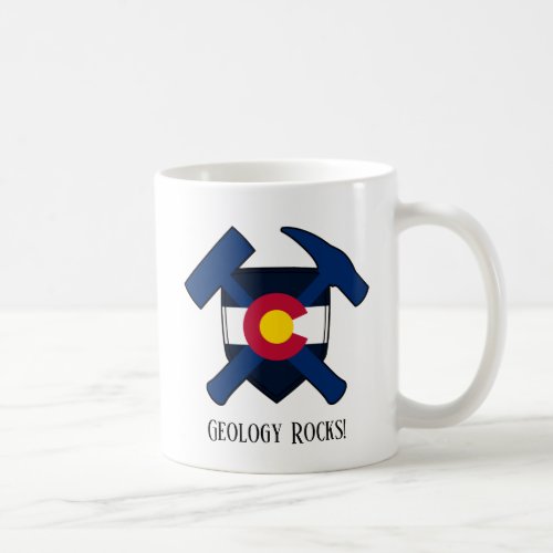 Geology Rocks Colorado State Flag Hammer Logo Coffee Mug