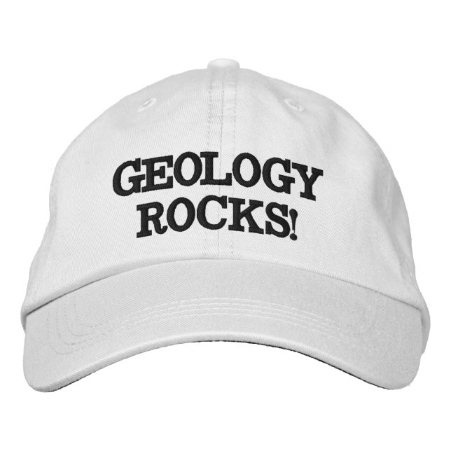 "GEOLOGY ROCKS!" EMBROIDERED BASEBALL CAP (Front)