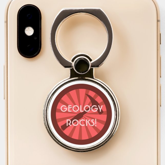 Geology Rocks! Geologist's Hammer Logo Phone Ring Stand (Close Up)