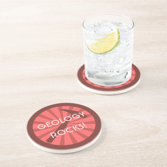 Geology Rocks! Hammer Badge Drink Coaster (Side)