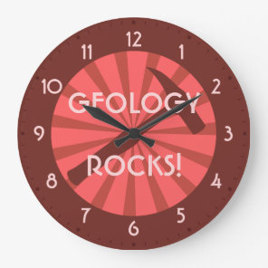 Geology Rocks! Hammer Badge Large Clock