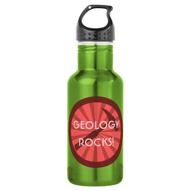 Geology Rocks! Hammer Badge Water Bottle (Front)