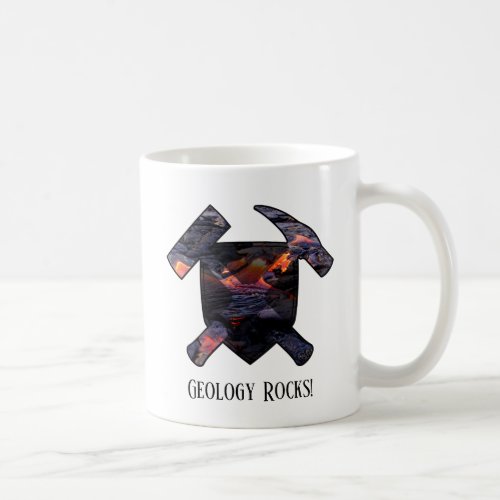 Geology Rocks Hammer Logo w Hawaiian Lava Flow Coffee Mug