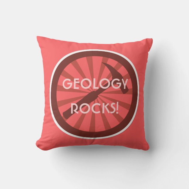 Geology Rocks! Rock Hammer Logo Throw Pillow (Front)