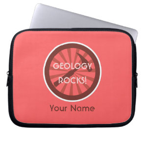 Geology Rocks! Rock Hammer Logo with Name Laptop Sleeve