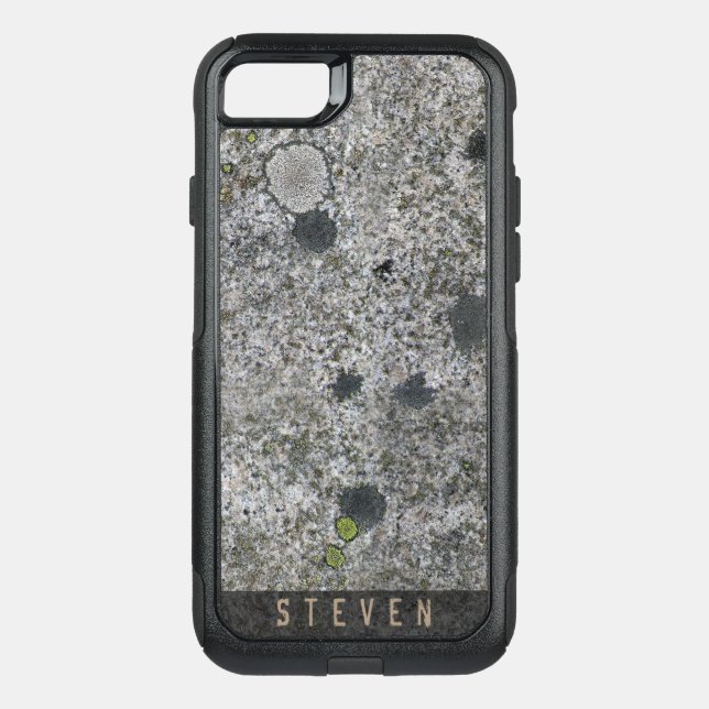 Geology Rough Granite Rock Texture Custom Name Otterbox iPhone Case (Back)