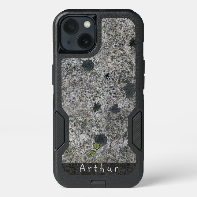 Geology Rough Granite Rock Texture Custom Name Otterbox iPhone Case (Back)