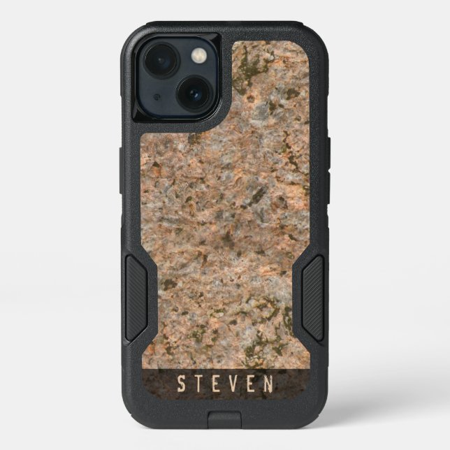 Geology Rough Rock Texture Custom Name Otterbox iPhone Case (Back)
