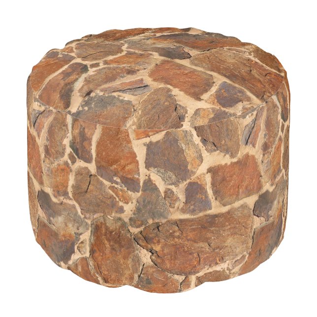 Geology Stone Wall Structure Photo Warm Golden Pouf (Angled Front)