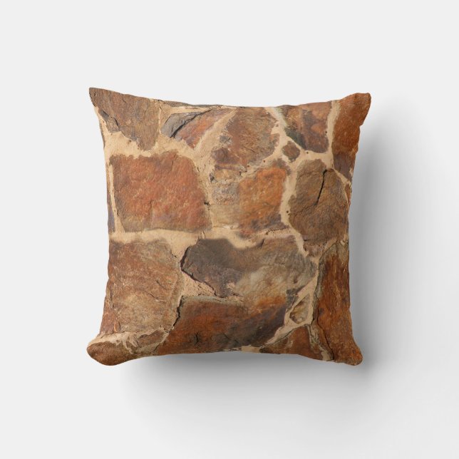 Geology Stone Wall Structure Photo Warm Golden Throw Pillow (Front)