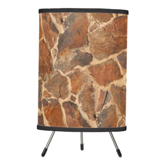 Geology Stone Wall Structure Photo Warm Golden Tripod Lamp (Front)
