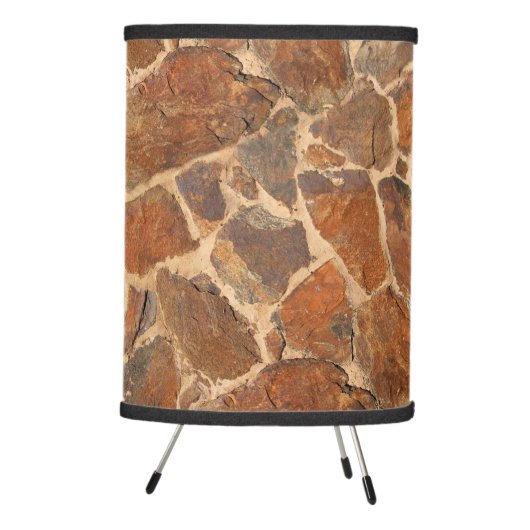Geology Stone Wall Structure Photo Warm Golden Tripod Lamp (Right)