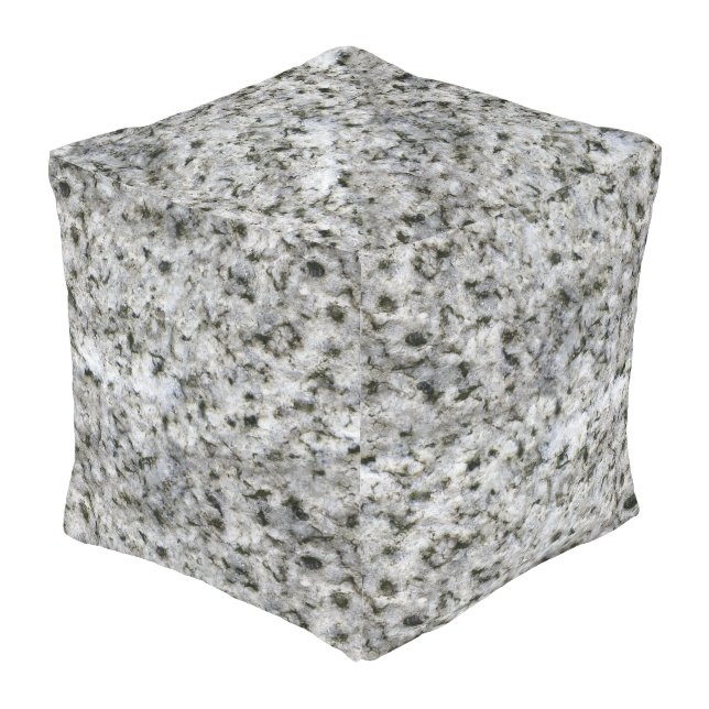 Geology White Granite Rock Texture Outdoor Pouf (Angled Front)