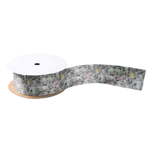 Geology White Granite Rock texture Satin Ribbon (Spool)